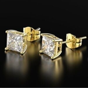 Renaissance Collection 18k Yellow Gold Plated CZ Stud Earrings